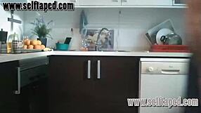 hot couple sneaks away for a steamy kitchen sex session