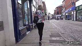 Unfaithful English Milf Lady Sonia Flashes Her Oversized Hooters!