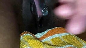 Girlfriend's Black Pussy Squirts During Orgasm