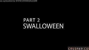 Feeling the crazy taboo excitement as boss swallows in Halloween POV hardcore sex. Intense emotions build with teen 18+ swallow fun.