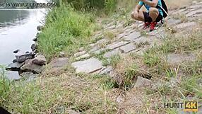 Hunt4k: Angry Stud Lets Hunter Bang Skinny Girlfriend for Cash in Public