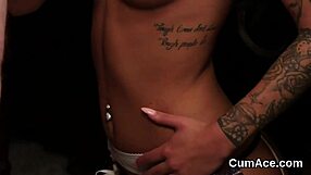 Horny peach eagerly swallows cum in extreme blowbang facial bukkake