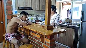 my girlfriend seduces me in kitchen for deep sucking