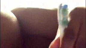 his toothbrush makes ebony bbw squirt wet pussy pov!