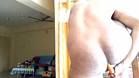 Carrot play turns into wild butt action for solo fun