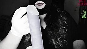 Fuming my dildo with natural tits and mask!