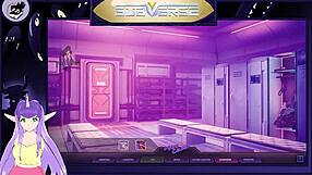 I explore the blonde milf's big tits in this hentai game adventure