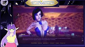 I explore the blonde milf's big tits in this hentai game adventure