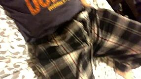 Gay metalhead bodybuilder plays with his muscular cock in solo hardcore scene