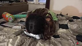 blowjob in lingerie makes ebony brunette horny