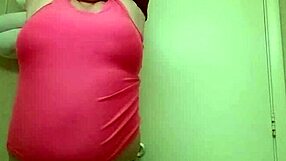 Tranny teases with slow panty strip show