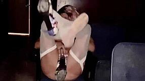 Staci plays with bunny outfit in public fun