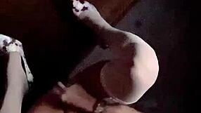 Staci plays with bunny outfit in public fun