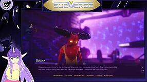 I explore the blonde milf's big tits in this hentai game adventure