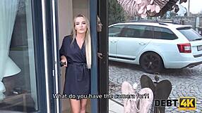 Housewife with small tits serves sex to debt collectors