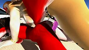 Dobrodružstvo na lodi s divokým furry yiff v 3D akcii na pláži