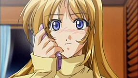 anime blonde teen having fun