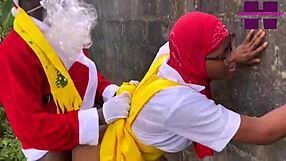 Santa Gave the Girl in Hijab Sweets, She Gave Him Pussy as Gift. Subscribe to Red for More.