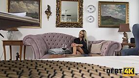 Housewife with small tits serves sex to debt collectors