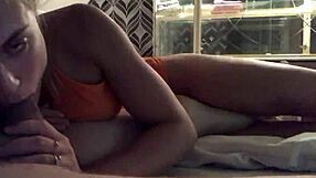 Young girl passionately sucks her stepdad's cock