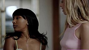 Lesbian threesome: pussy licking vs intense orgasms on bed