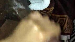 pretty babe strokes big black cock