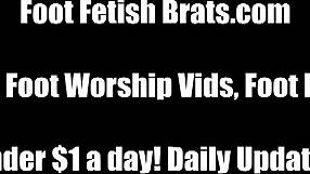 Ashley worships cherry's french pedicured feet