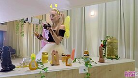 Petite Girl In Bee Costume Licks Honey And Sucks Cocks - Bonnie Dolce