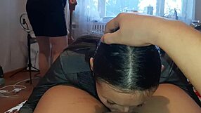 my girlfriend and i share subtle licks while the cleaner works in the background