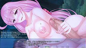 Anime girl with big tits gives handjob and sucks cock before squirting during park intercourse