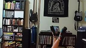 Blonde Teases Ass in Black Skirt Strip!