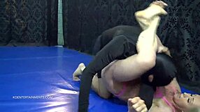 Wrestling with busty femdom Christina Shine ends in facesitting win