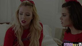 Beautiful teen chats up glam dyke for some oral fun