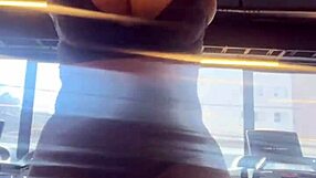 Small waist amateur gets wet pussy teased in public gym!