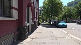 pov blowjob on cock outdoors leads to alexis cherry's mouth filled with cum.