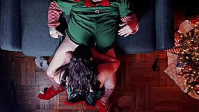 Santa's helper enjoys holiday treats.