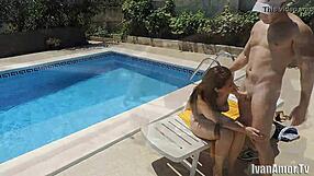 she gets fucked outside and takes cum in her ass