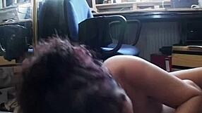 Office scene with mature brunette woman