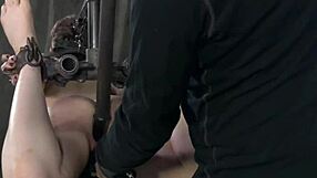 Hogtied submissive gagged and dominated with kinky toys