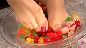 Hey, wanna see this smoking hot brunette play with her feet before getting pounded doggy style?