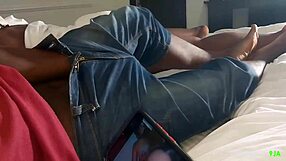 Horny guy watches porn, gets help from stepsis during masturbation with close-up fingering