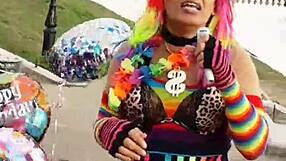 i show off my panties and cock in skirt