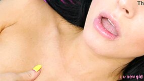 Sizzling Brunette Naked Close-Up On Sofa