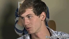 Make out session at work for young guys