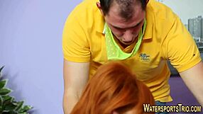 Face Spunked Slut Pissed On in Wild Redhead Threesome