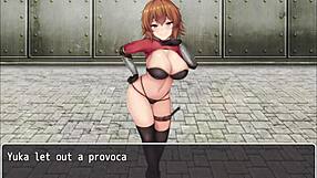 orange haired girl teases hero with footjob