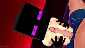 this hot cartoon novia in fishnet socks and enderman mask is ready for 3d minecraft hentai.