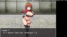 orange haired girl teases hero with footjob