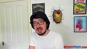 yorkshire geek tricked into blowjob by tattooed brit