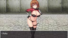 orange haired girl teases hero with footjob